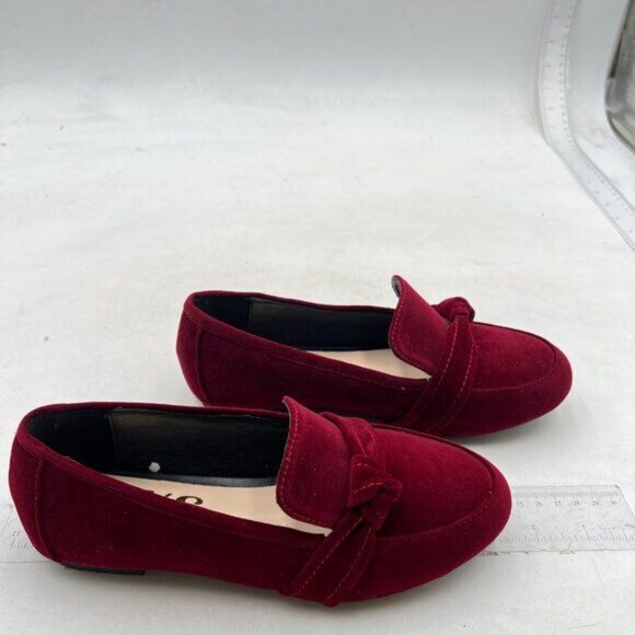 FYS Women Round Toe Flats Knotted Loafer Flats Slip On Ballet Dressy Dark Red - Picture 4 of 8